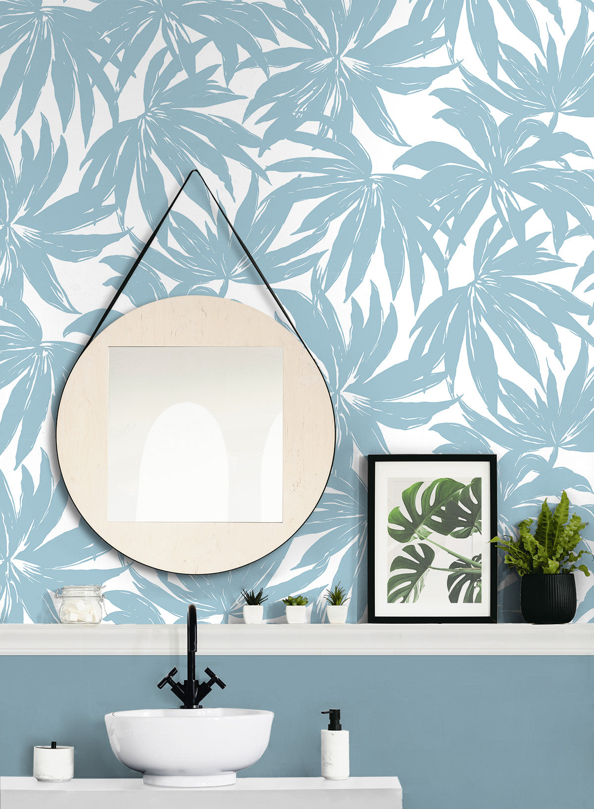 Palma Light Blue by West Boulevard Collection Botanical Wallpaper – Daisy Bennett Designs DBW9110 -Sample