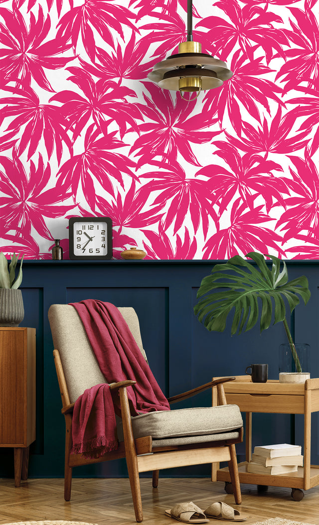 Palma Hot Pink by West Boulevard Collection Botanical Wallpaper – Daisy Bennett Designs DBW9117