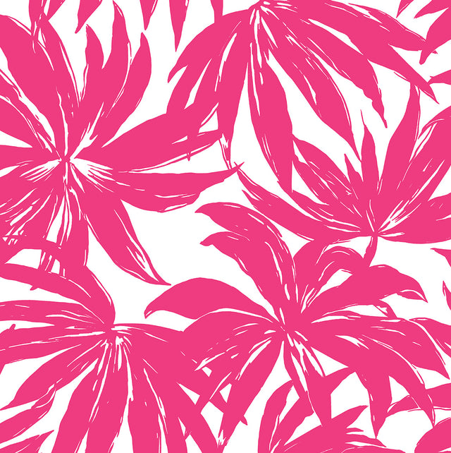Palma hot pink botanical palm leaf wallpaper pattern