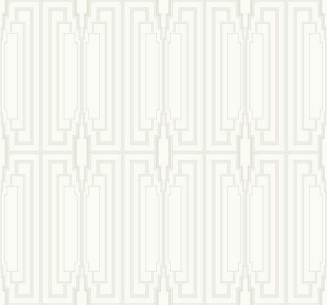 Manhattan geometric pearlescent off-white wallpaper pattern, 27 in wide