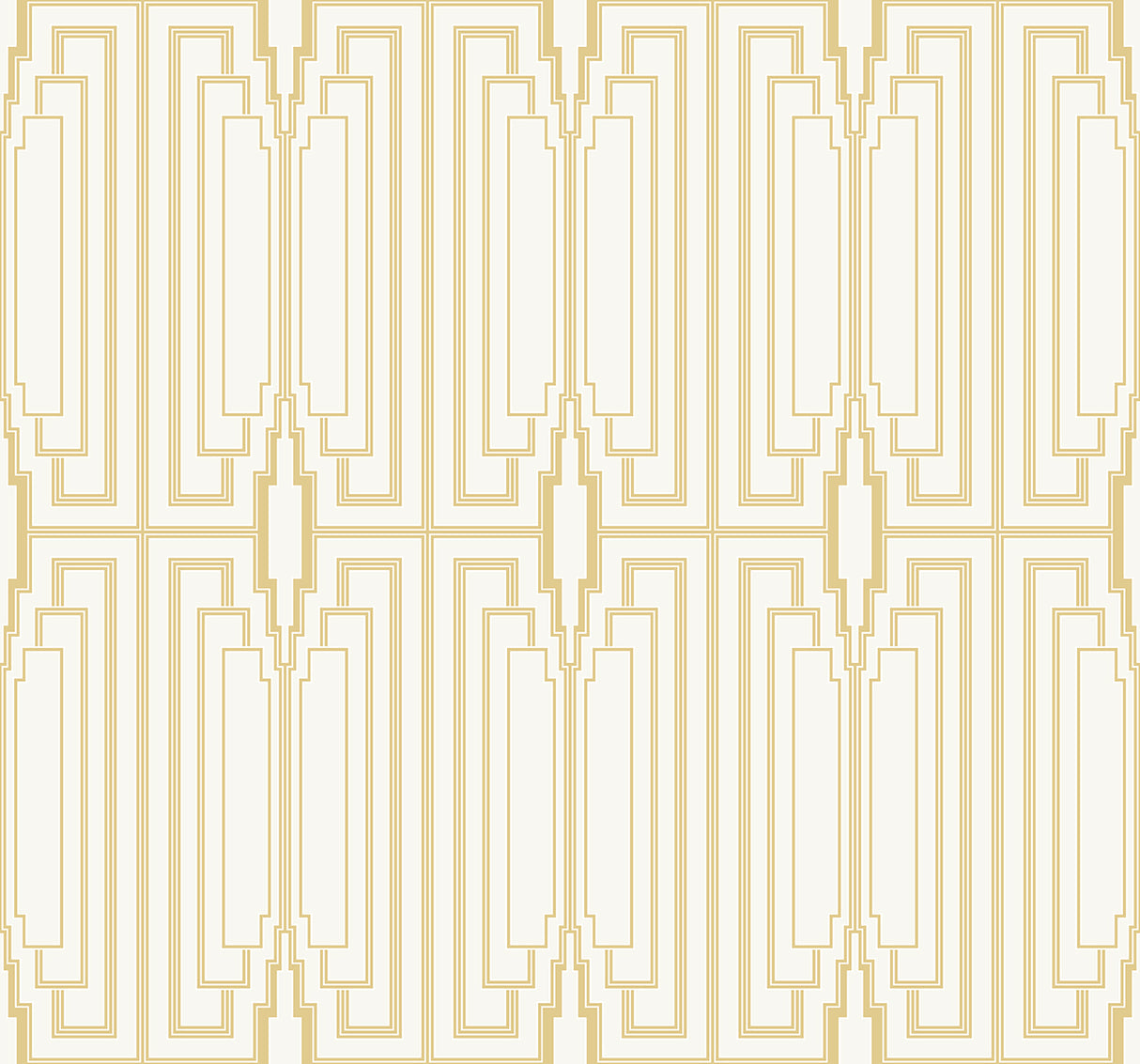 Manhattan Golden Gate geometric metallic wallpaper pattern in gold on ivory, DC60015