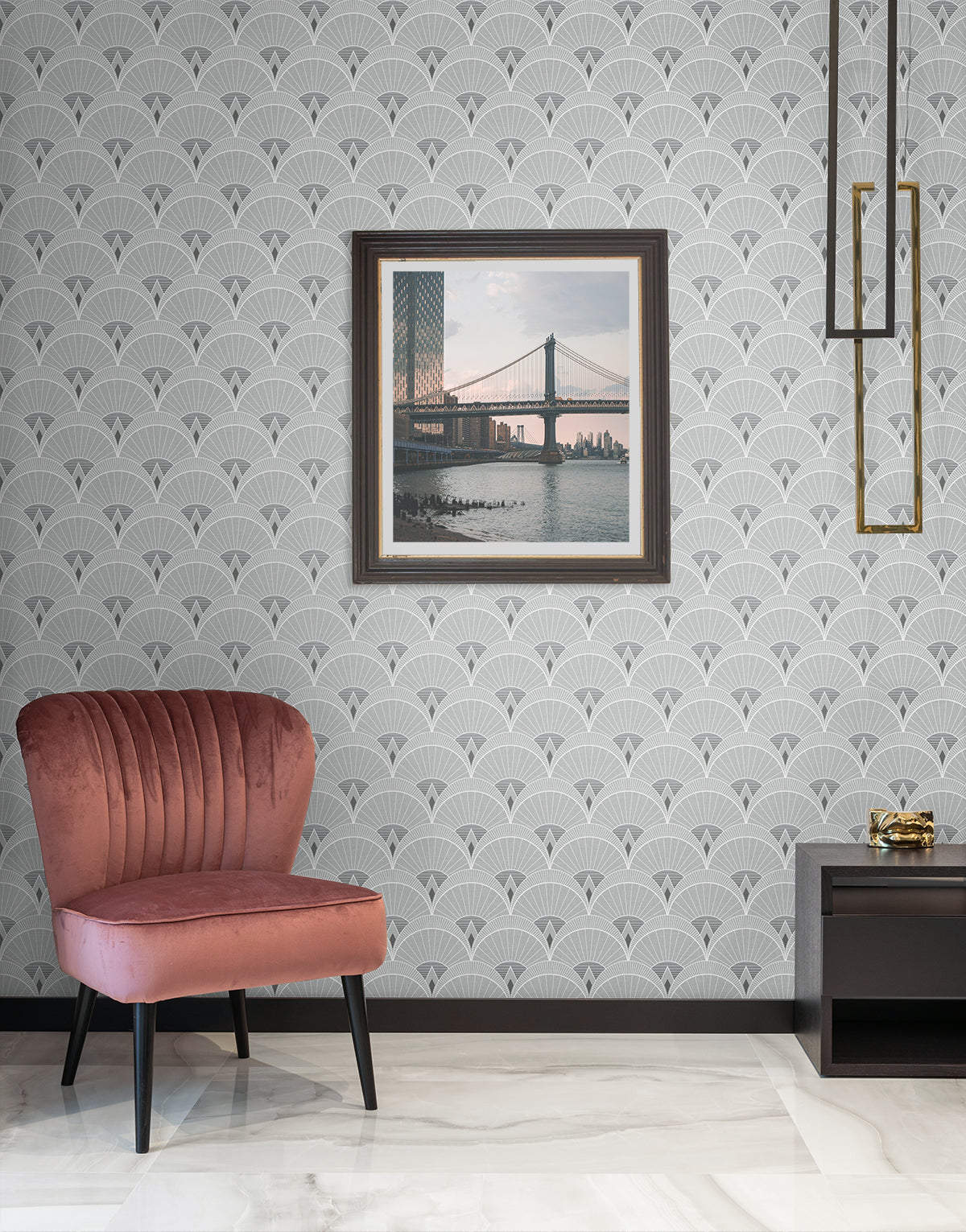 Chrysler Arches Argos Grey by Deco 2 Art Deco Geometric Wallpaper – Collins & Company DC60305