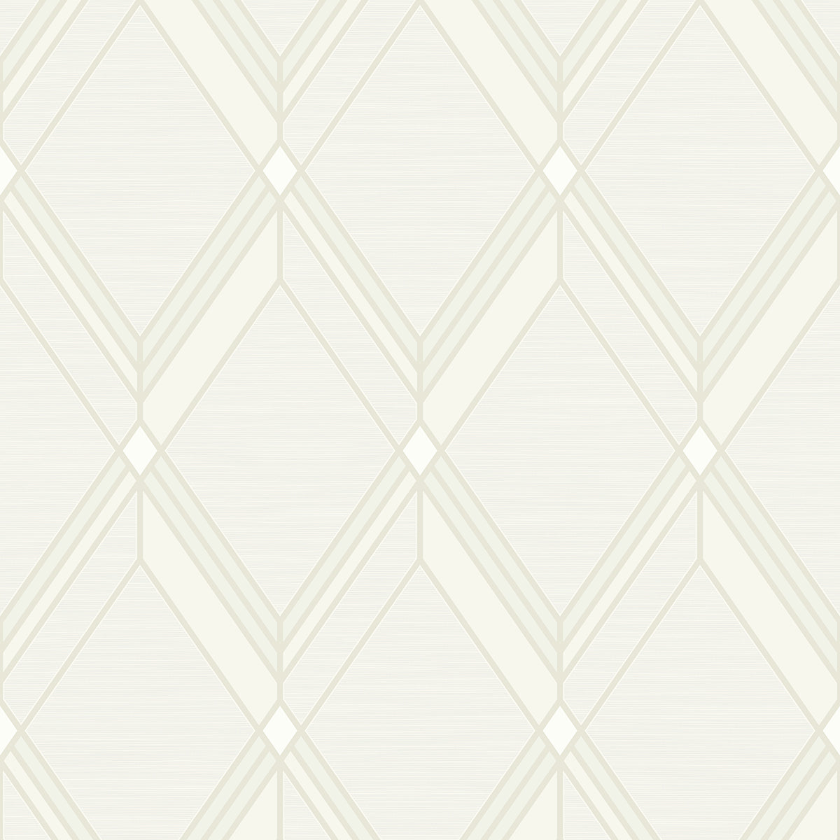 Brooklyn Diamond geometric wallpaper in metallic pearl with straight match diamond lattice pattern