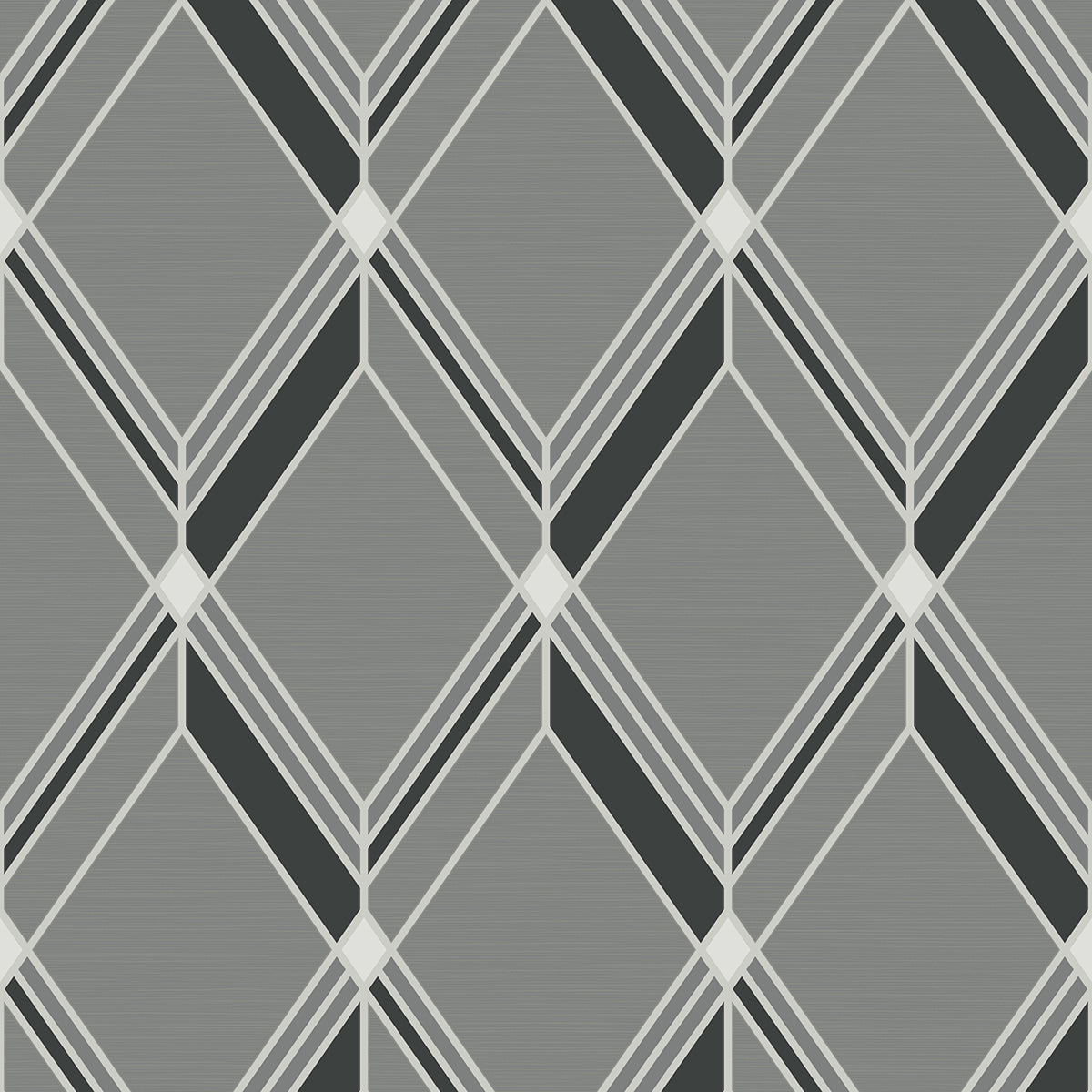 Brooklyn Diamond geometric wallpaper in grey with metallic accents
