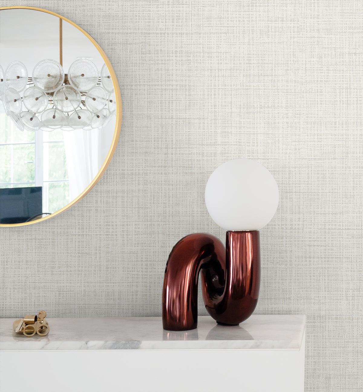 Glitter Faux Finish White Linen by Deco 2 Metallic Faux Linen Texture Wallpaper – Collins & Company DC60700