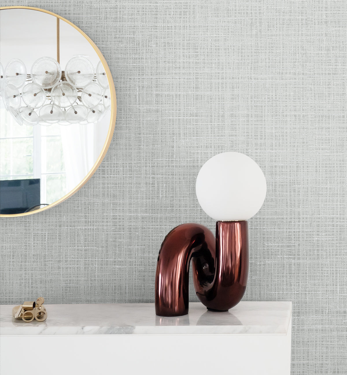 Glitter Faux Finish Storm by Deco 2 Metallic Linen Texture Wallpaper – Collins & Company DC60704
