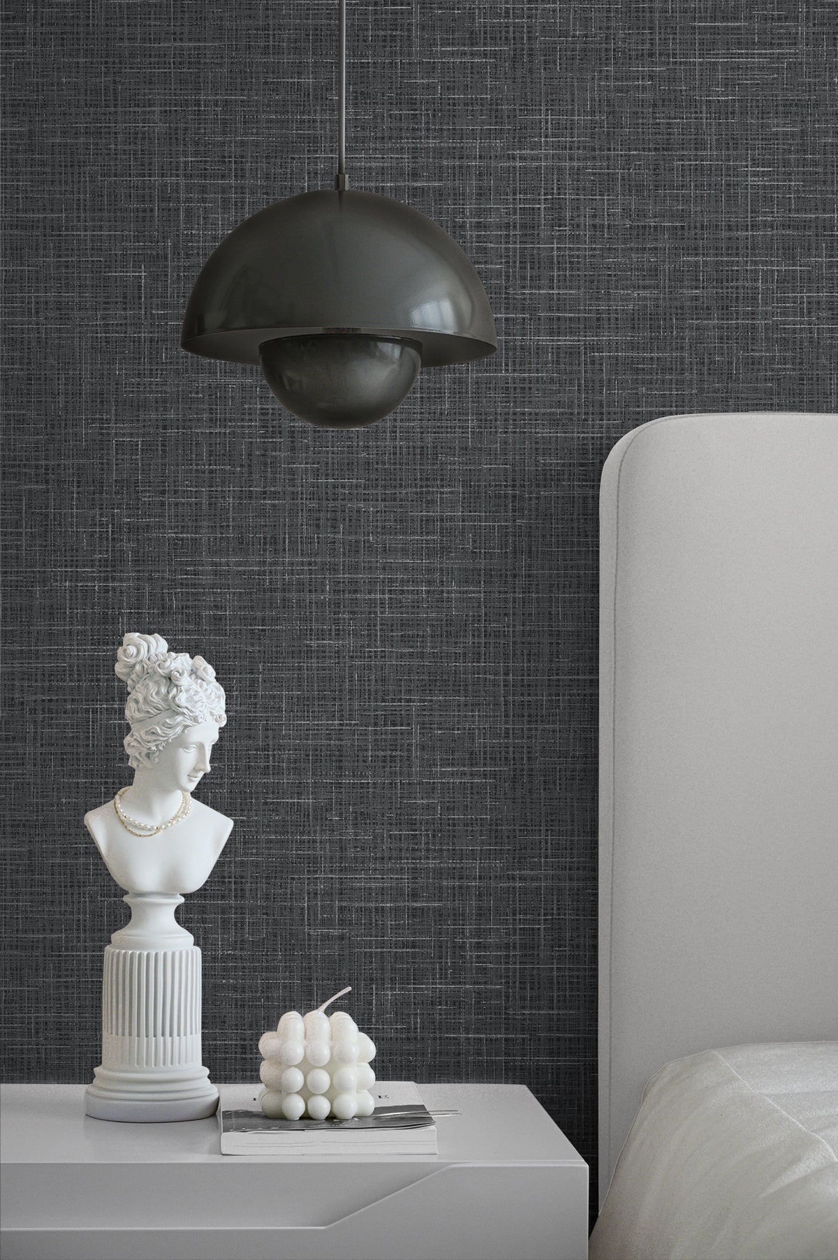 Glitter Faux Finish Coal by Deco 2 Metallic Linen Texture Wallpaper – Collins & Company DC60712