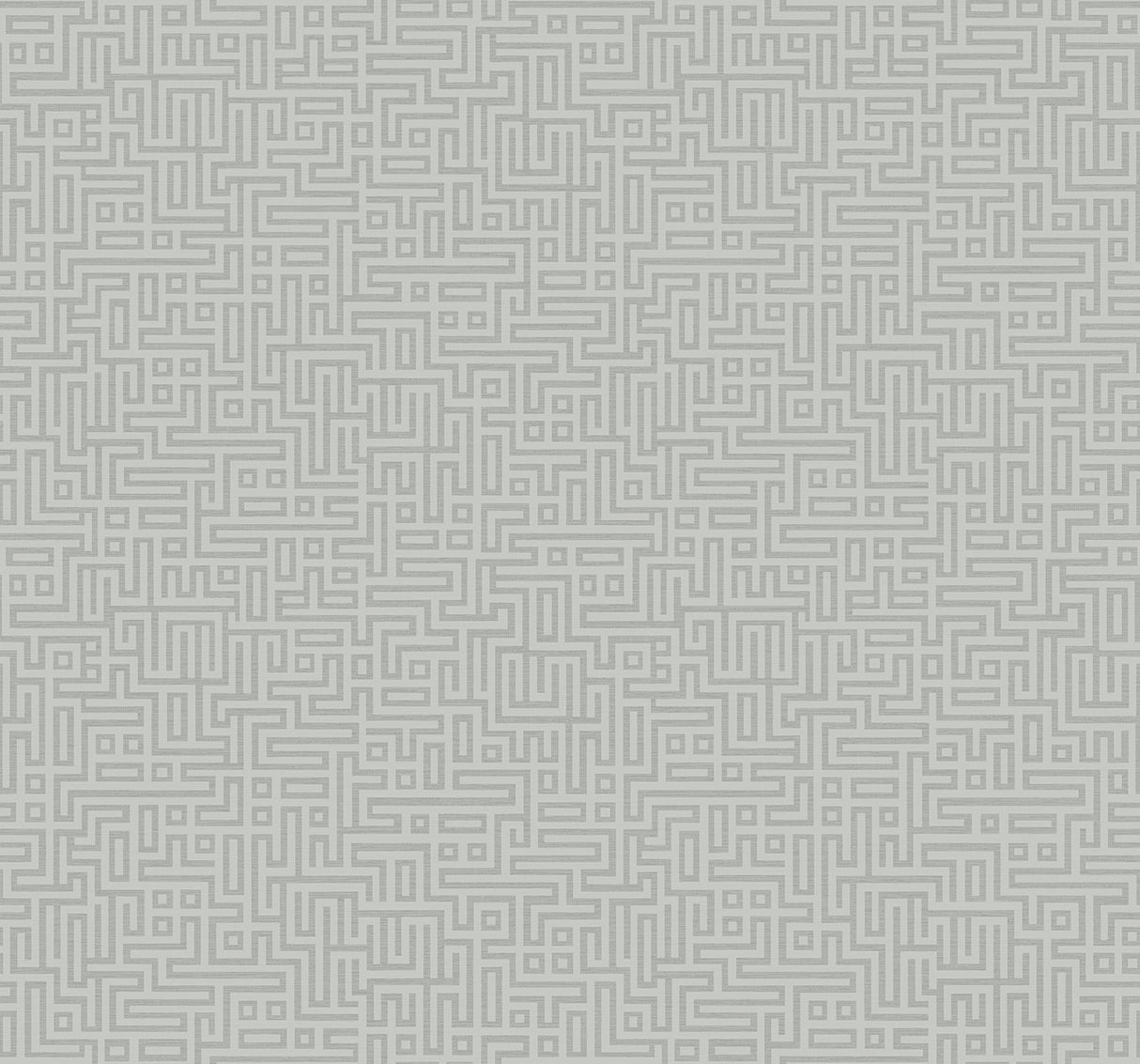 Rockefellar Maze geometric maze pattern wallpaper in slate grey with metallic finish