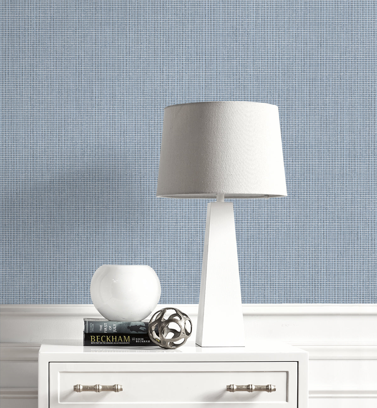 Queens Weave Steel Blue by Deco 2 Woven Texture Wallpaper – Collins & Company DC61002