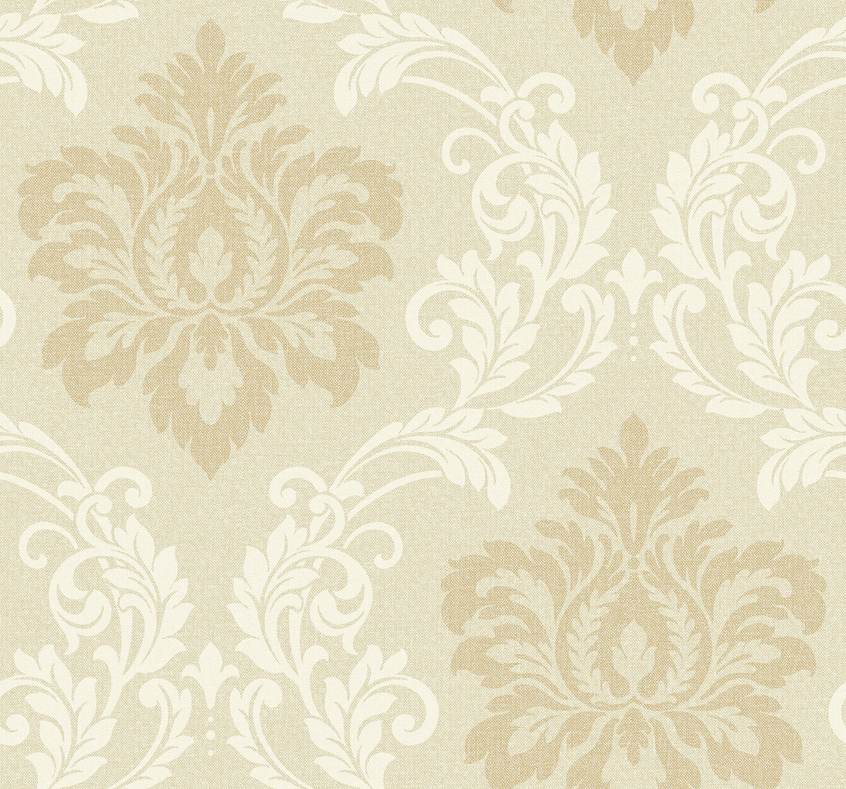 Deco Damask wallpaper in Linen with a matte finish and classic damask motif