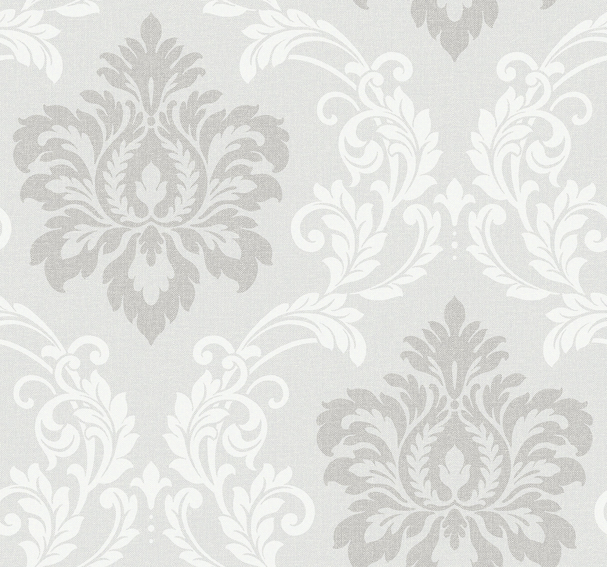 Cool Mist grey damask wallpaper pattern with a matte finish