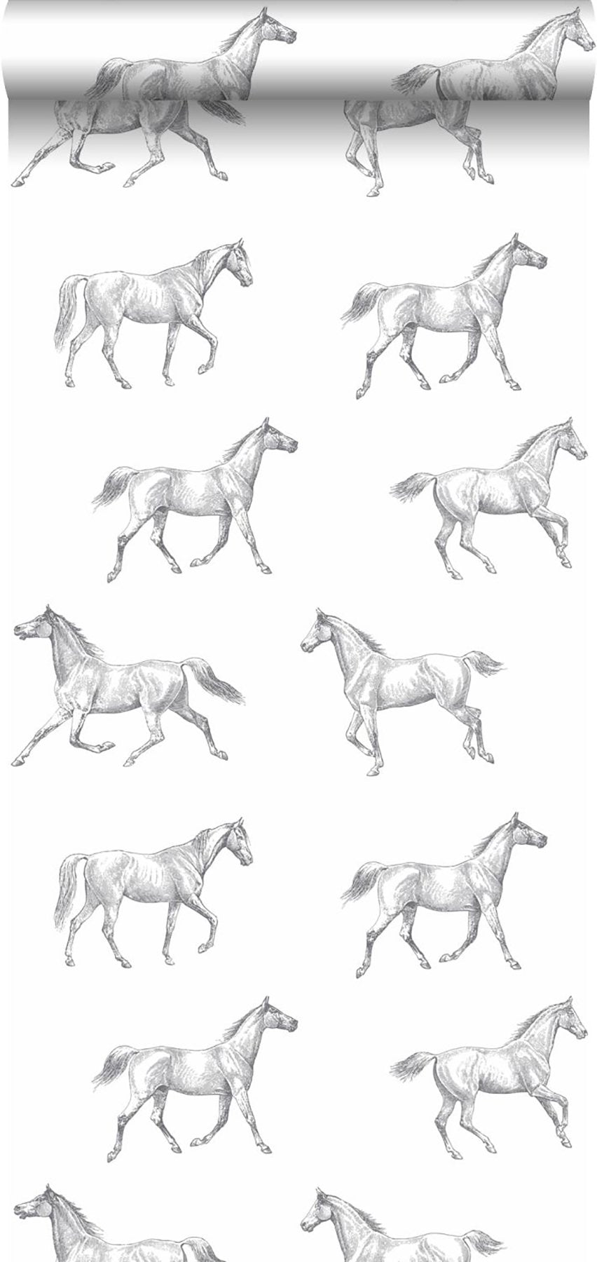 Burnett Off White Horses Wallpaper with Eclectic Novelty Horse Motif - ESTA Home DD128807