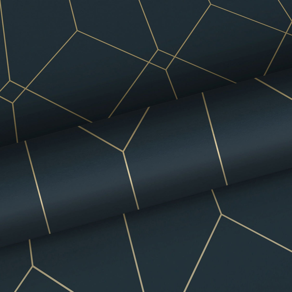 Trilliant Dark Blue Art Deco Geometric Metallic Wallpaper - ESTA Home DD139225