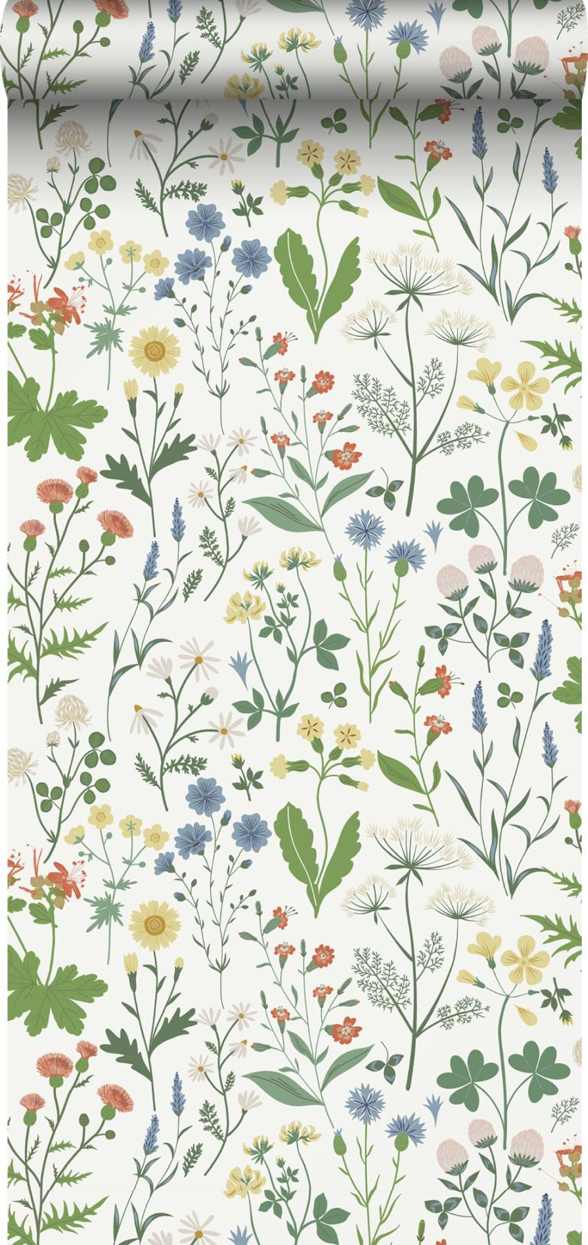 Fiore Green Wildflowers Wallpaper with Botanical Scandinavian Pattern - ESTA Home DD139390