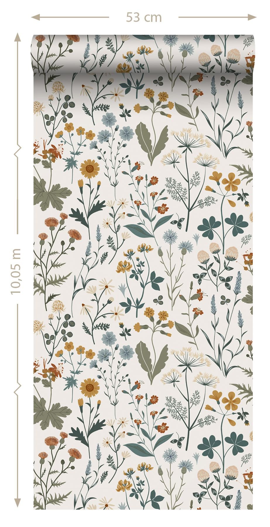 Fiore Blue Wildflowers Wallpaper with Botanical Scandinavian Motif - Brewster DD139391