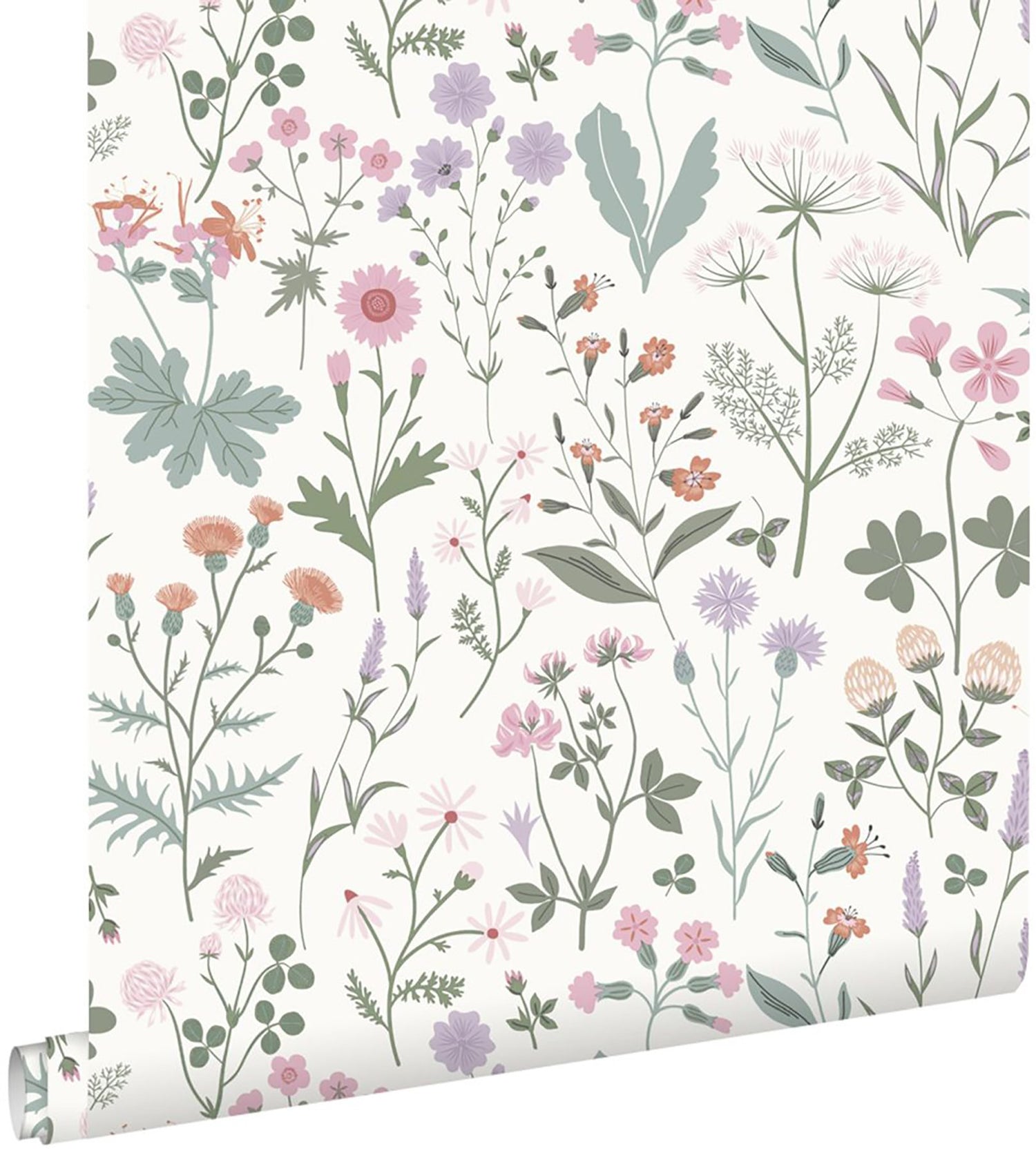 Letitia Purple Summer Meadows Wallpaper with Whimsical Botanical Floral Pattern - Brewster DD139482