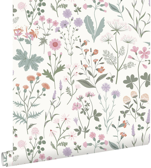 Letitia Purple Summer Meadows Wallpaper with Whimsical Botanical Floral Pattern - Brewster DD139482
