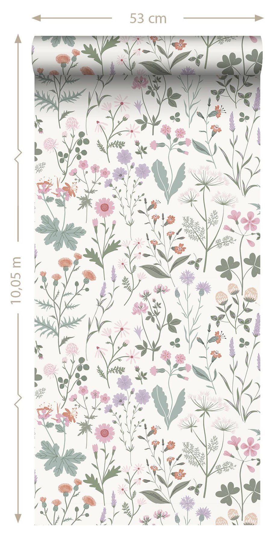 Letitia Purple Summer Meadows Wallpaper with Whimsical Botanical Floral Pattern - Brewster DD139482