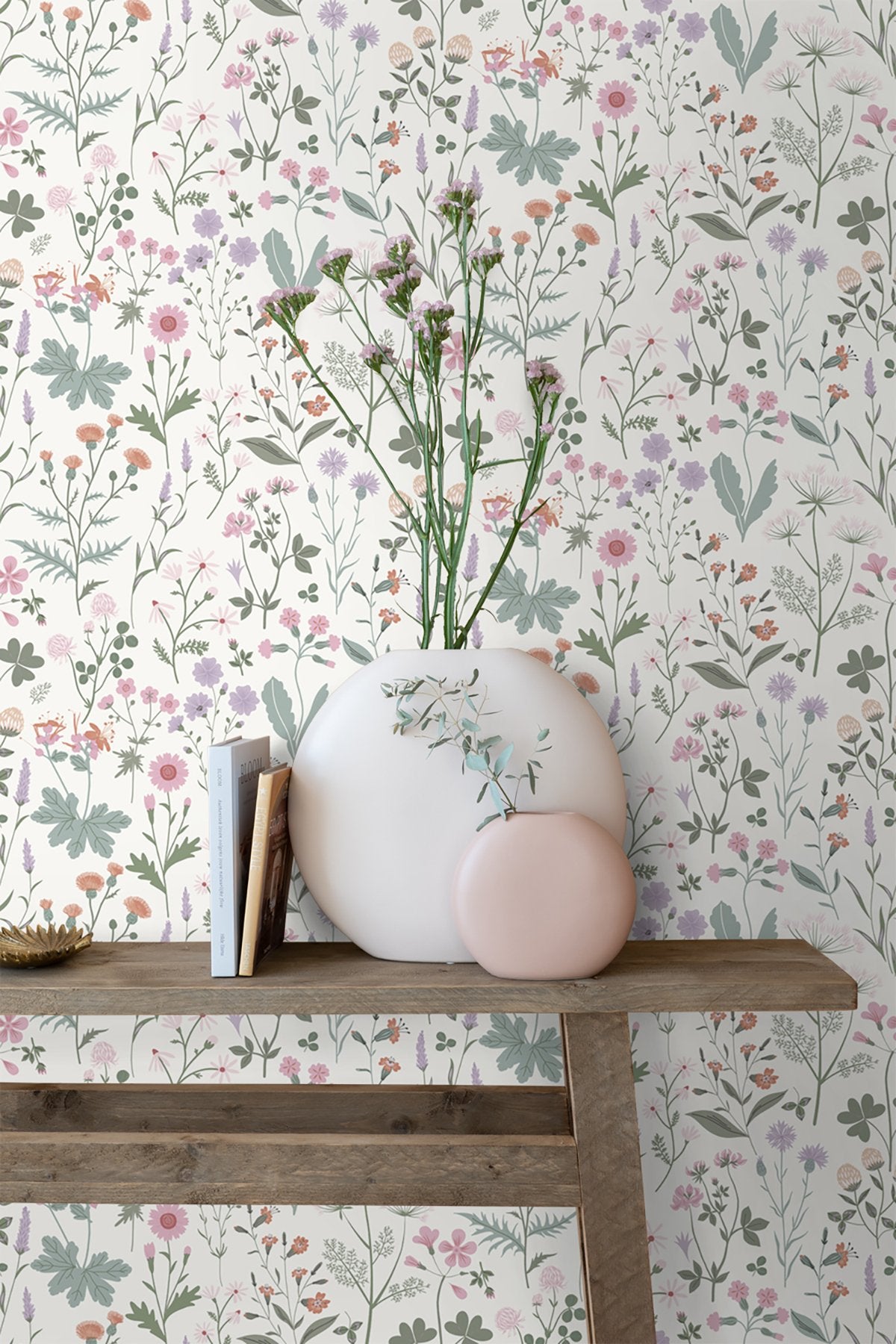 Letitia Purple Summer Meadows Wallpaper with Whimsical Botanical Floral Pattern - Brewster DD139482