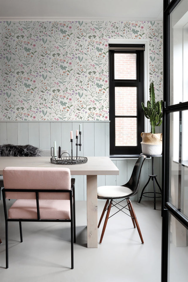 Letitia Purple Summer Meadows Wallpaper with Whimsical Botanical Floral Pattern - Brewster DD139482