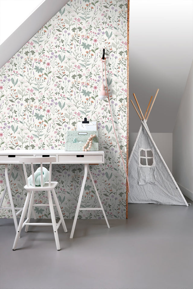 Letitia Purple Summer Meadows Wallpaper with Whimsical Botanical Floral Pattern - Brewster DD139482
