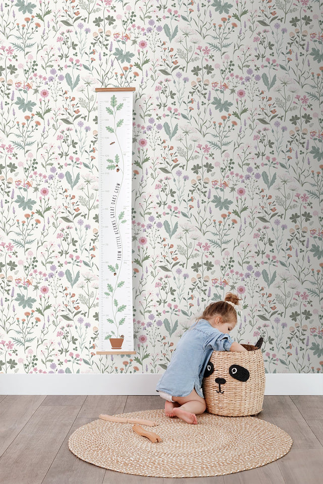 Letitia Purple Summer Meadows Wallpaper with Whimsical Botanical Floral Pattern - Brewster DD139482