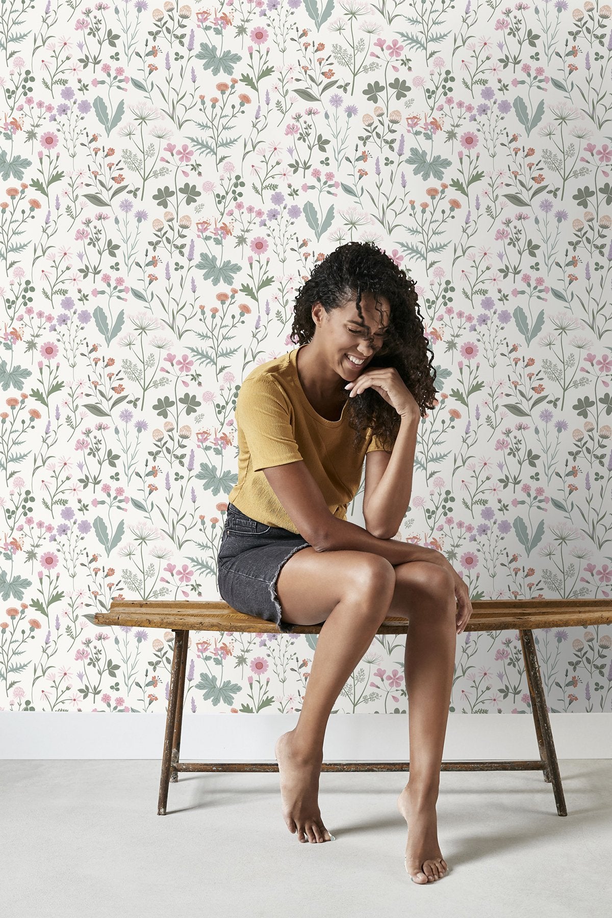 Letitia Purple Summer Meadows Wallpaper with Whimsical Botanical Floral Pattern - Brewster DD139482