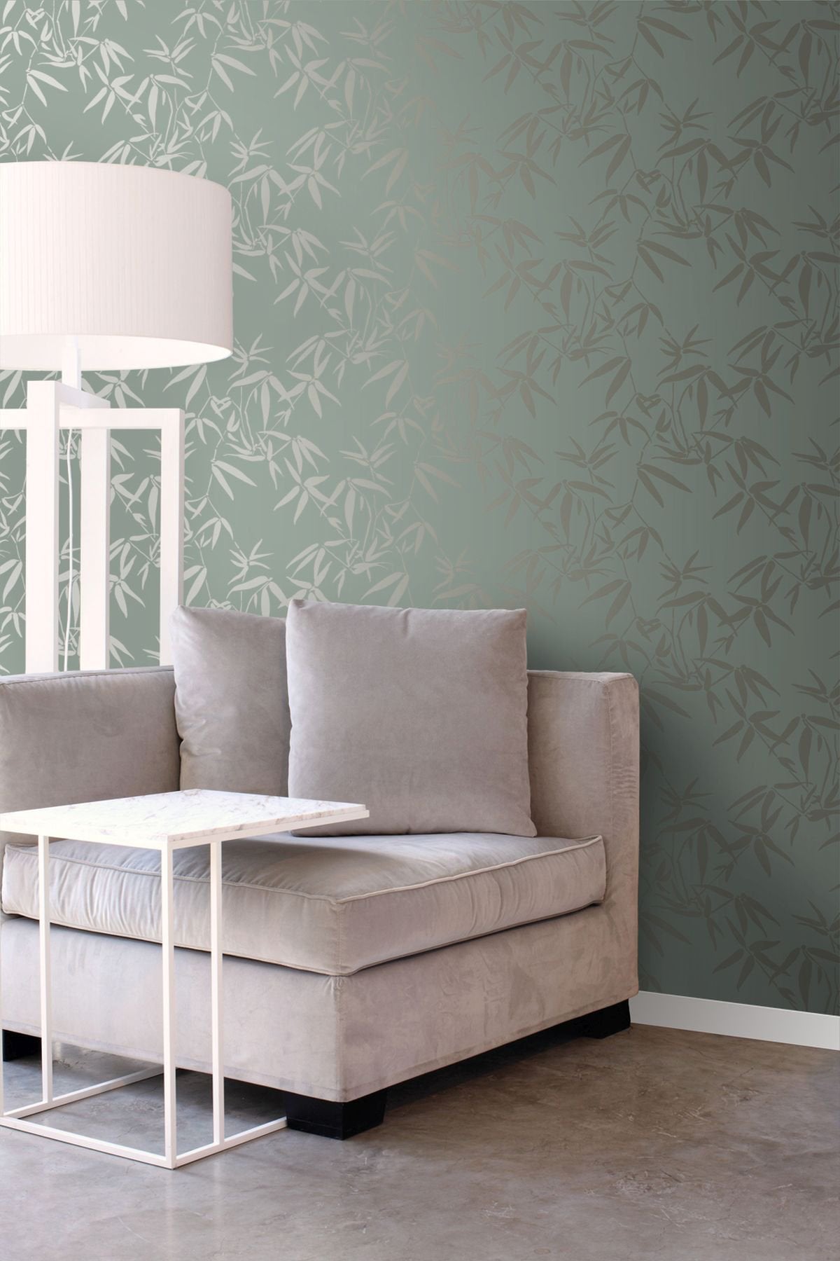 Guadua Green Bamboo Leaves Wallpaper with Metallic Botanical Pattern, Traditional Style - Origin DD347736
