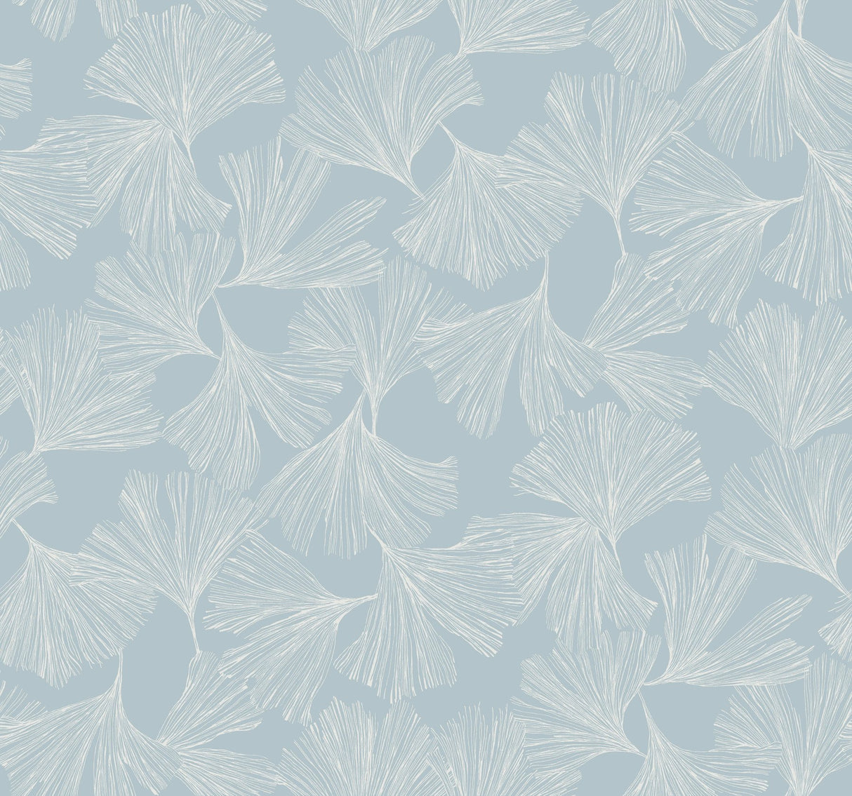 Gingko Toss Blue Botanical Non Woven Wallpaper - York DD3743