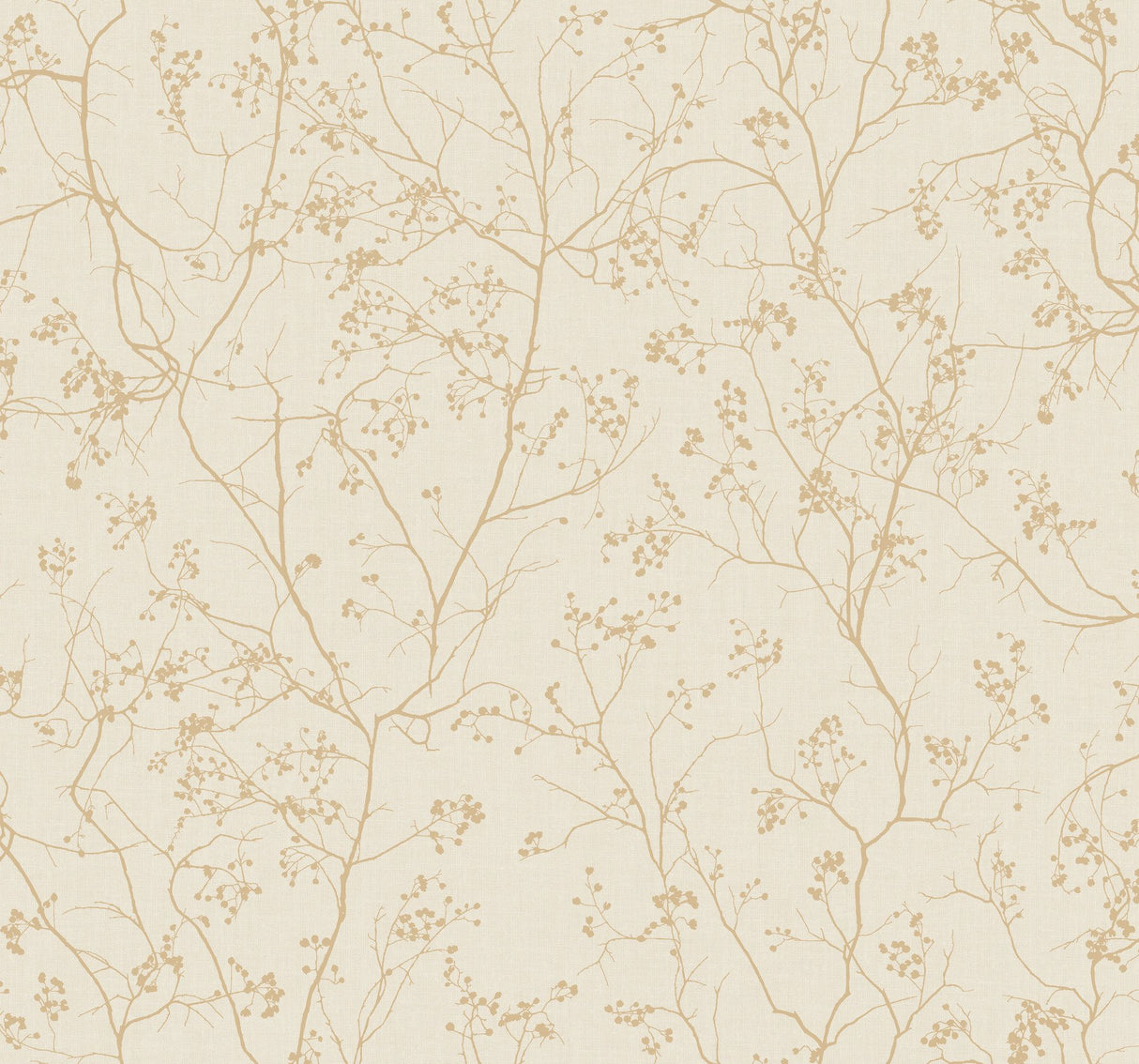 Luminous Branches Cream & Gold Wallpaper with Metallic Botanical Branch Pattern - York DD3812