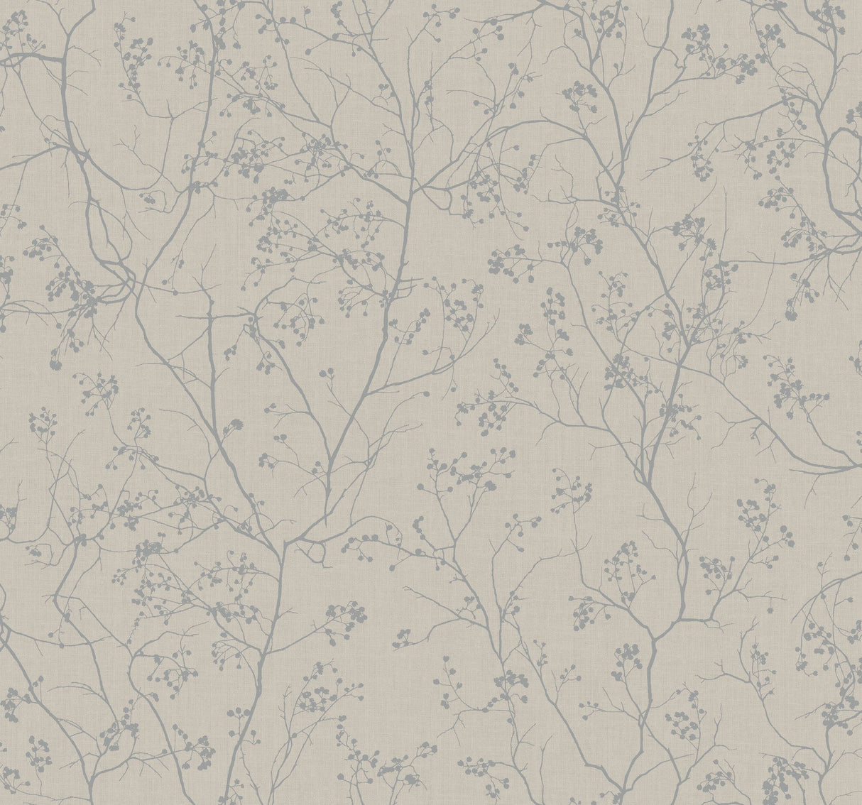 Luminous Branches Grey & Silver Wallpaper with Botanical Metallic Branch Pattern - York DD3814