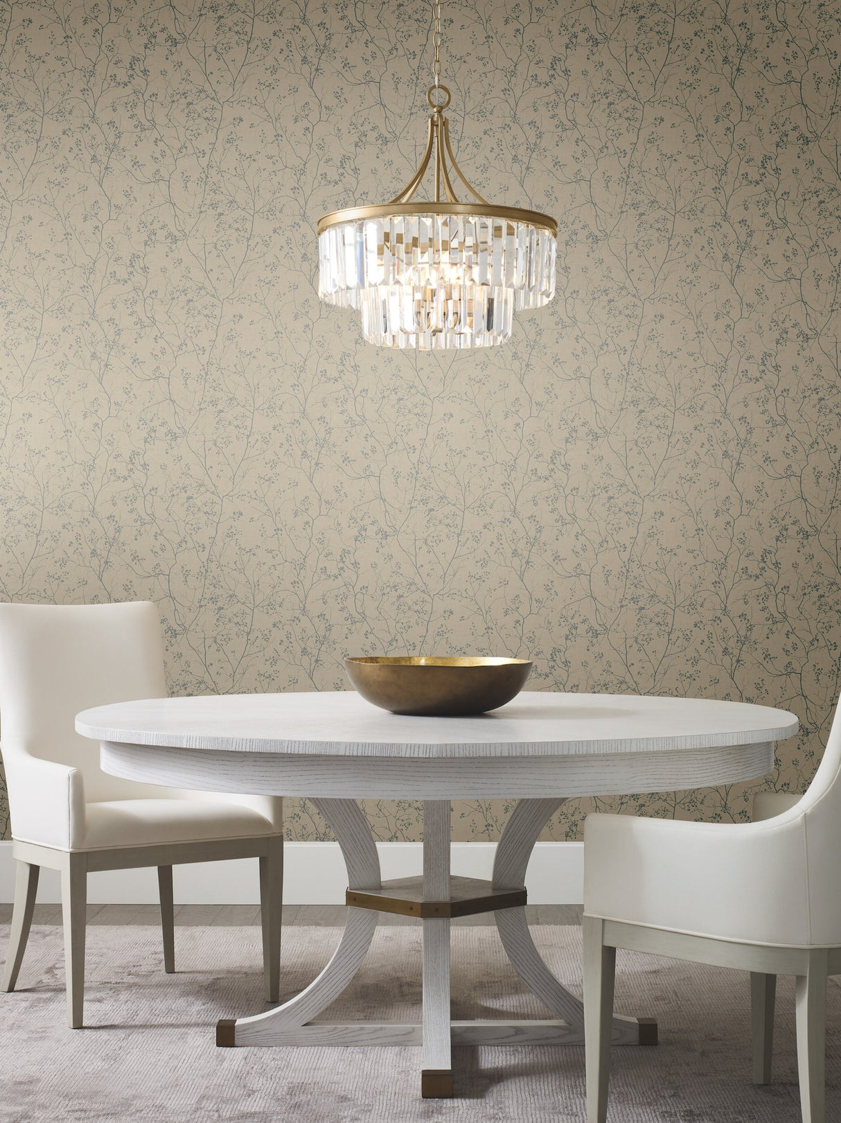 Luminous Branches Taupe & Silver Wallpaper with Metallic Botanical Branch Pattern - York DD3815