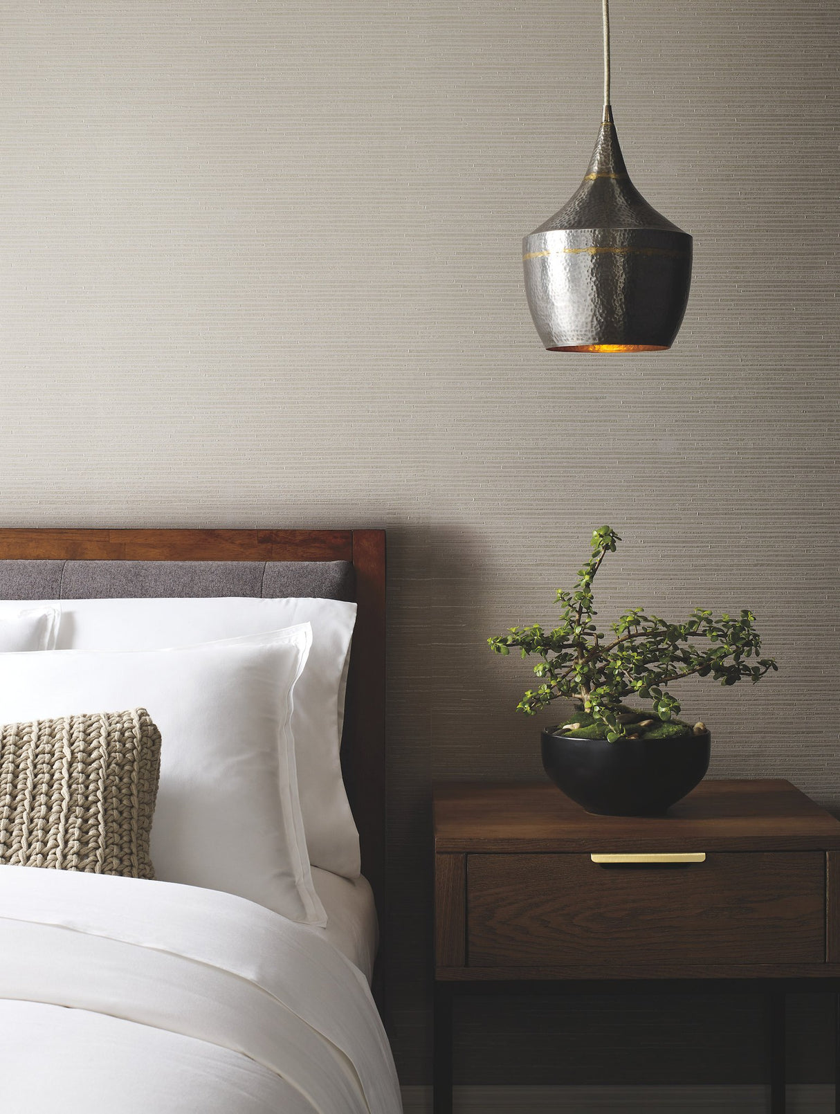 Ribbon Bamboo Silver Metallic Wallpaper with Metallic Bamboo Texture - Antonina Vella DD3832