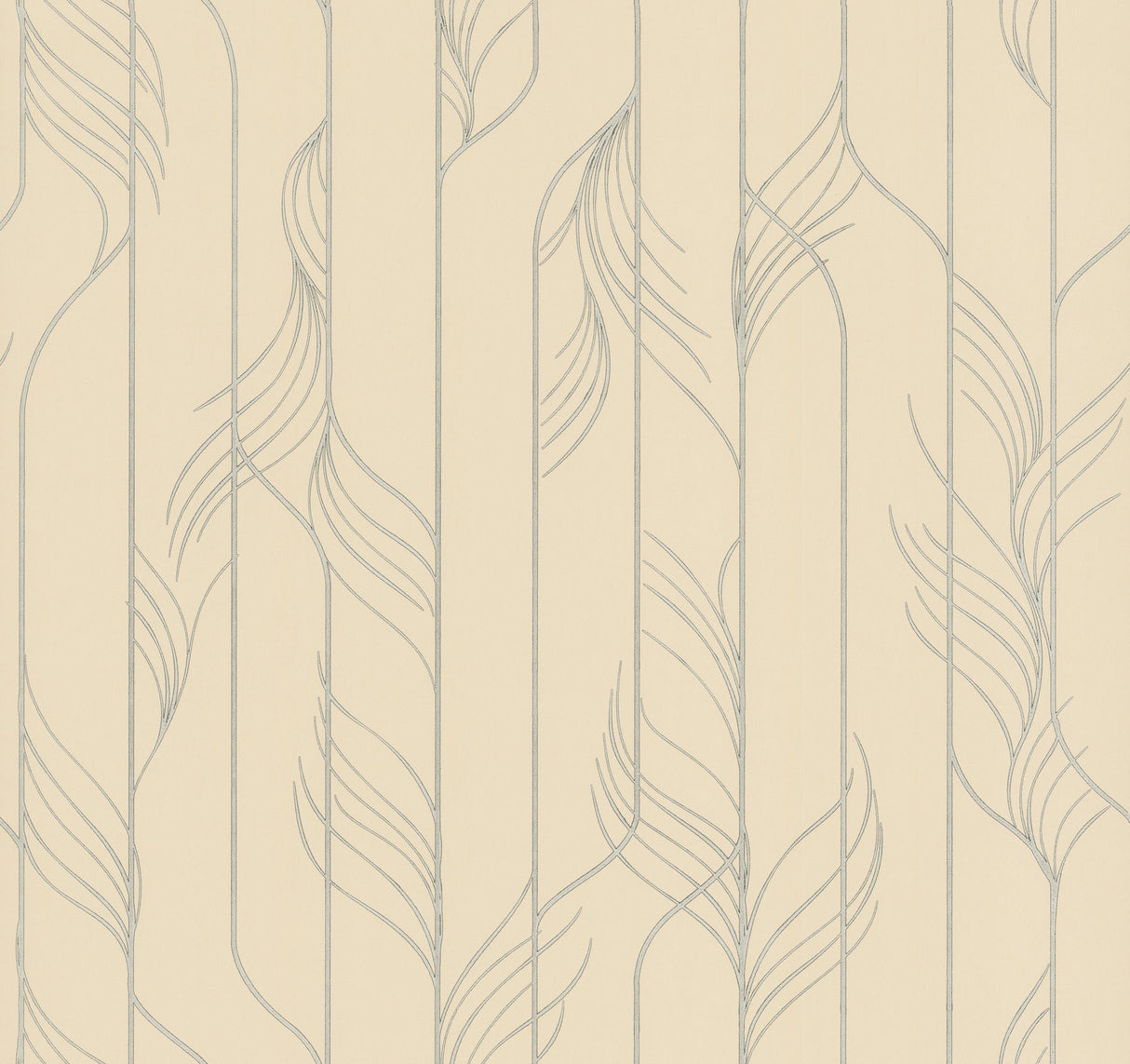 Candice Olson Elemental Thread wallpaper in neutral pearl and silver with raised metallic striped feather motif