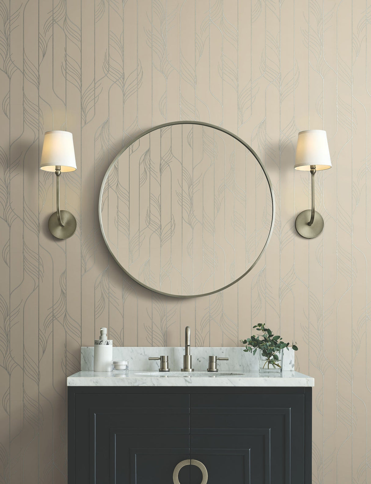 Elemental Thread Neutral Pearl & Silver by Candice Olson Wallpaper- York Designer Series DF3303