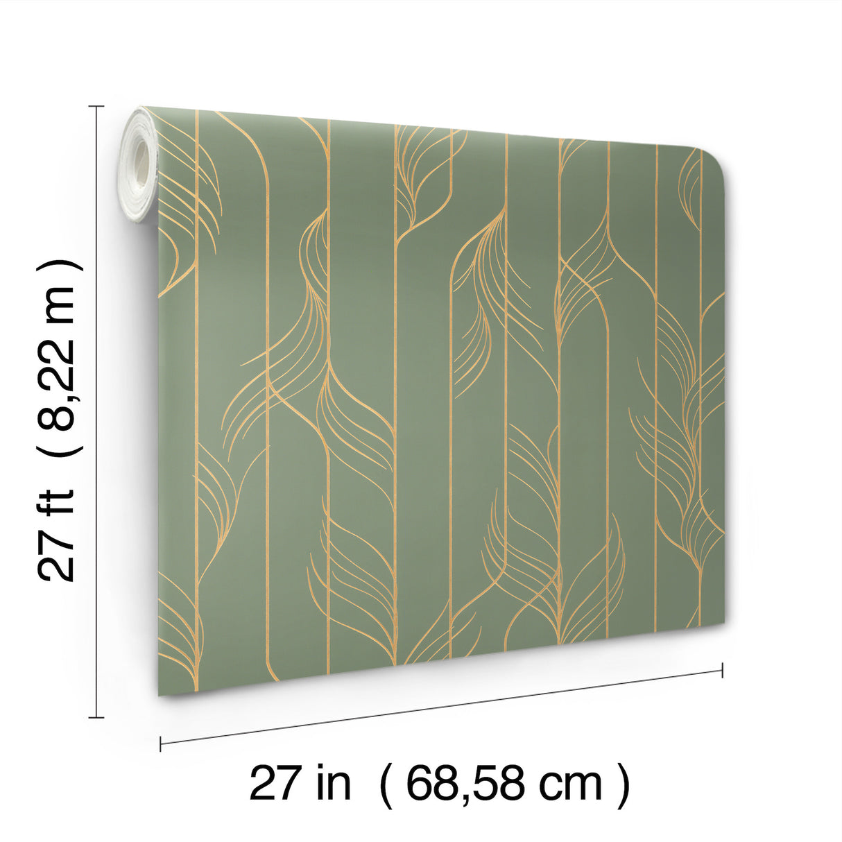 Elemental Thread Green & Gold by Candice Olson Foil Art Deco Metallic Striped Non Woven Wallpaper from the Decadence II Collection - DF3306