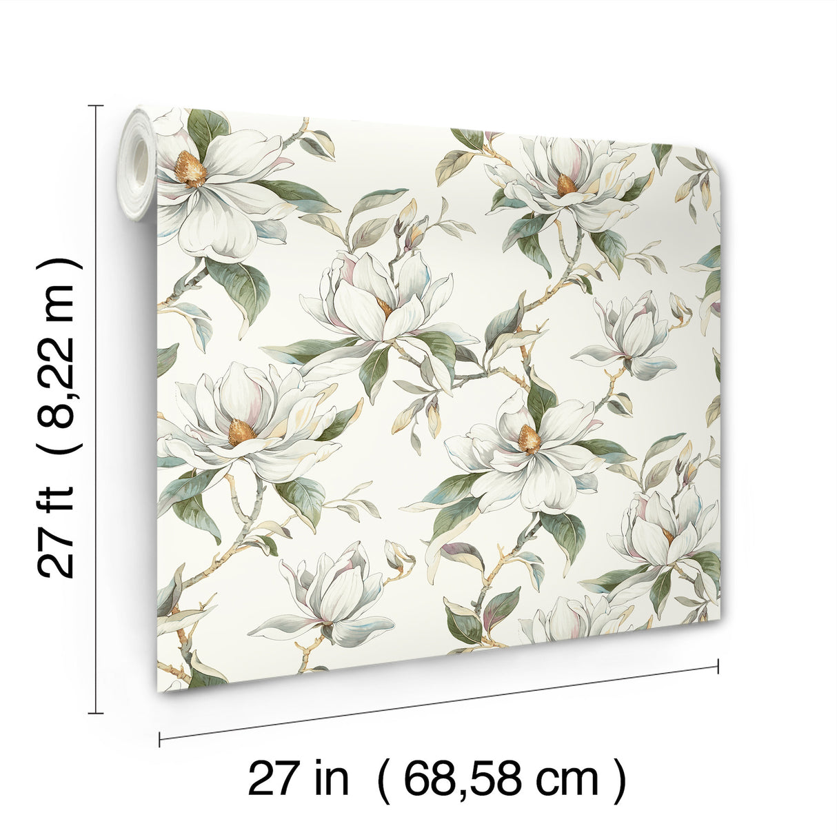 Garden Jewels White by Candice Olson Magnolia Blossom Botanical Floral Non-Woven Unpasted Traditional Wallpaper 27 in x 27 ft Roll - DF3311