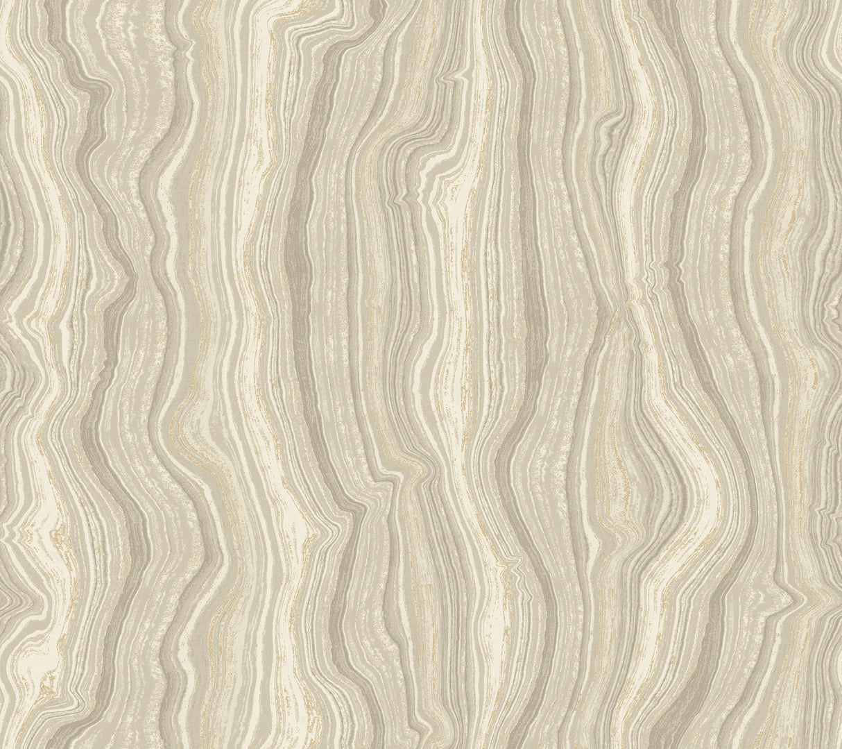 Candice Olson Mineral Shimmer Warm Neutral & Pearl wallpaper with geode-inspired vertical lines in a modern living room.