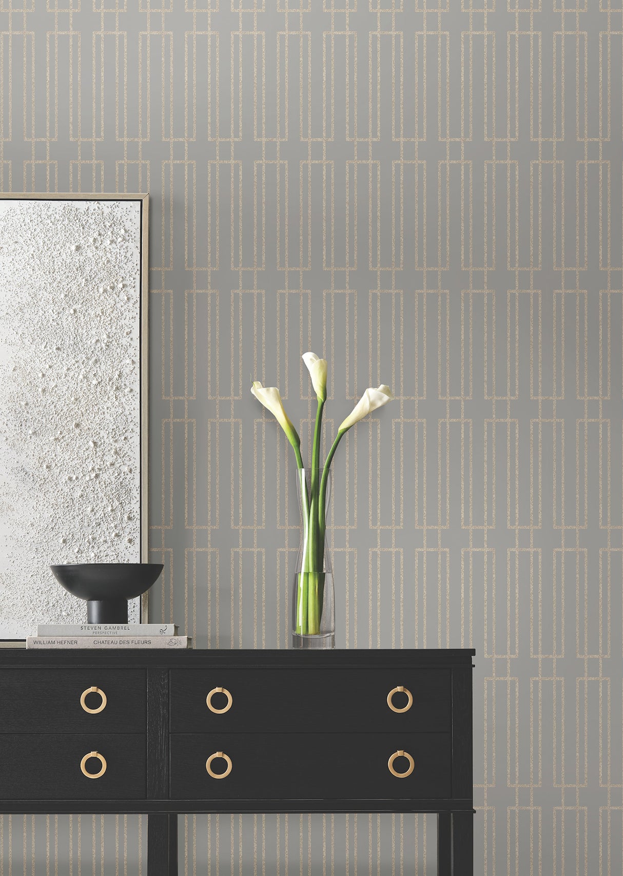 Terrace Taupe by Candice Olson Geometric Glitter Metallic Wallpaper - Candice Olson DF3327