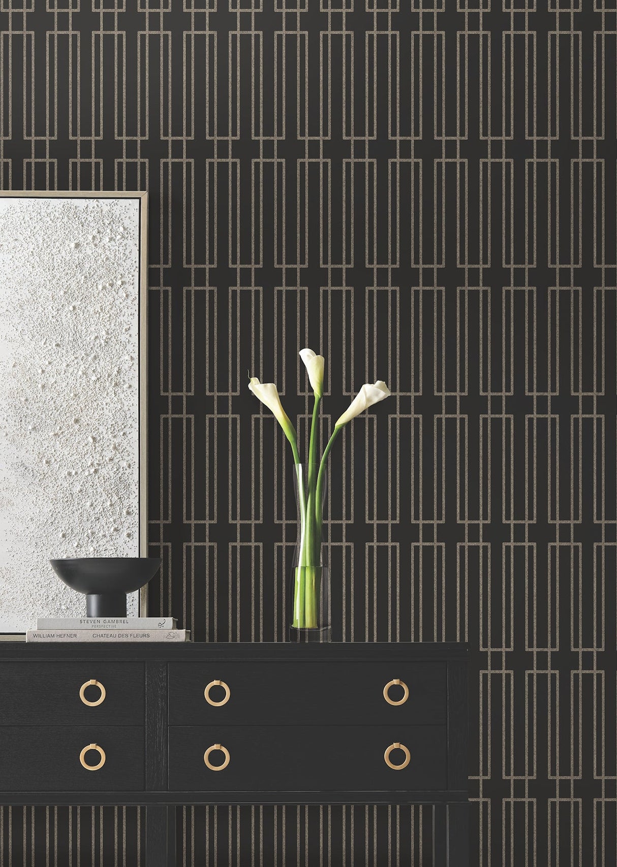 Terrace Black by Candice Olson Geometric Non Woven Wallpaper – York Designer Series DF3328