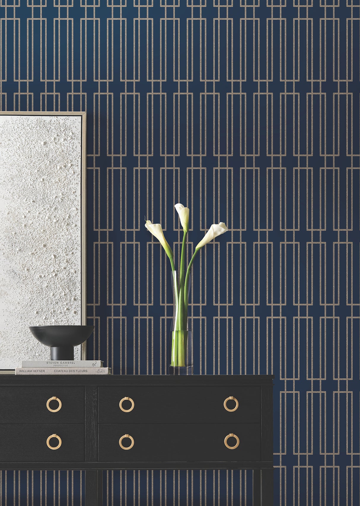 Terrace Navy by Candice Olson Geometric Wallpaper – York Designer Series DF3329