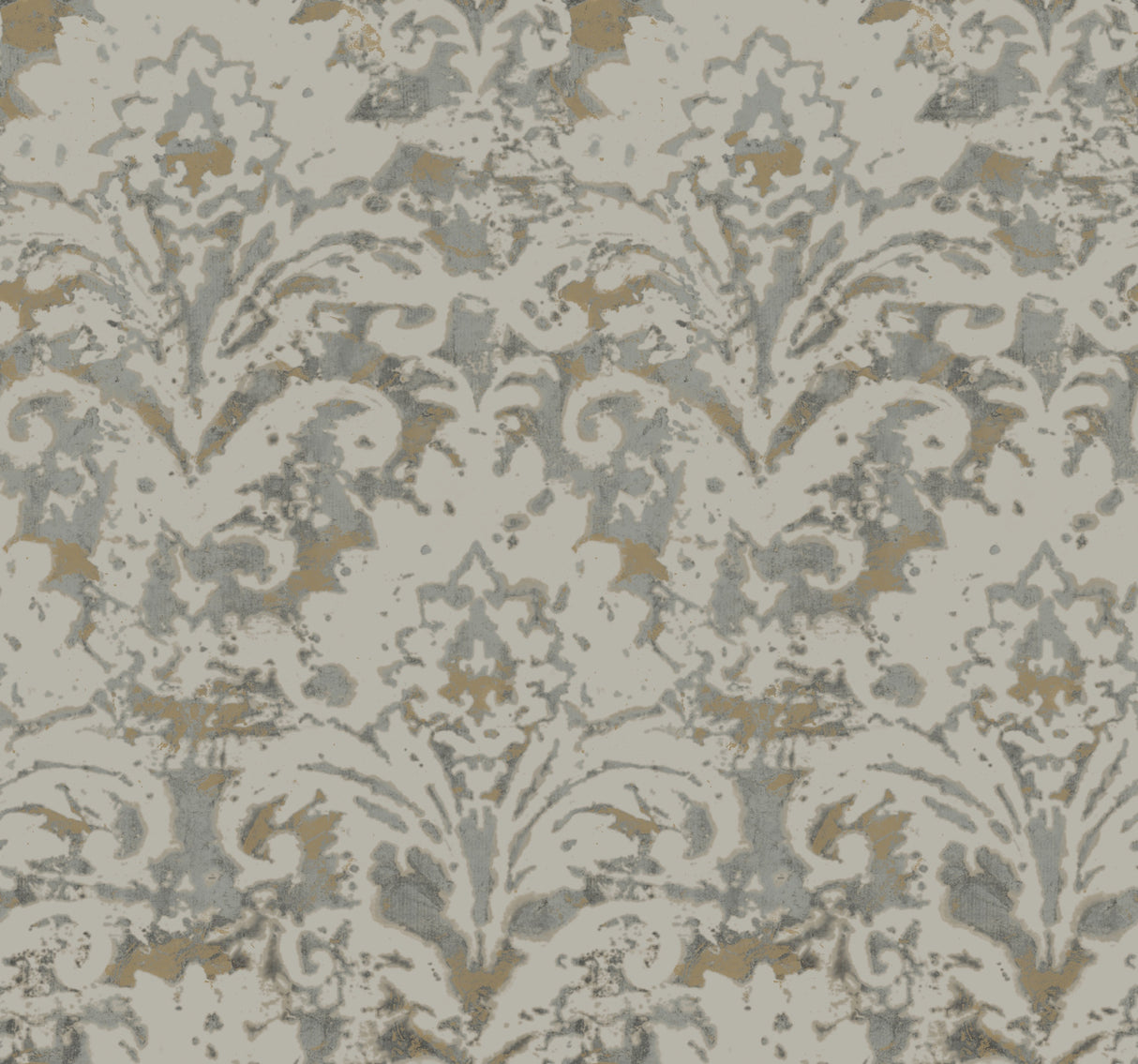 Candice Olson Velvet Crush Damask Taupe & Gold wallpaper roll and room scene