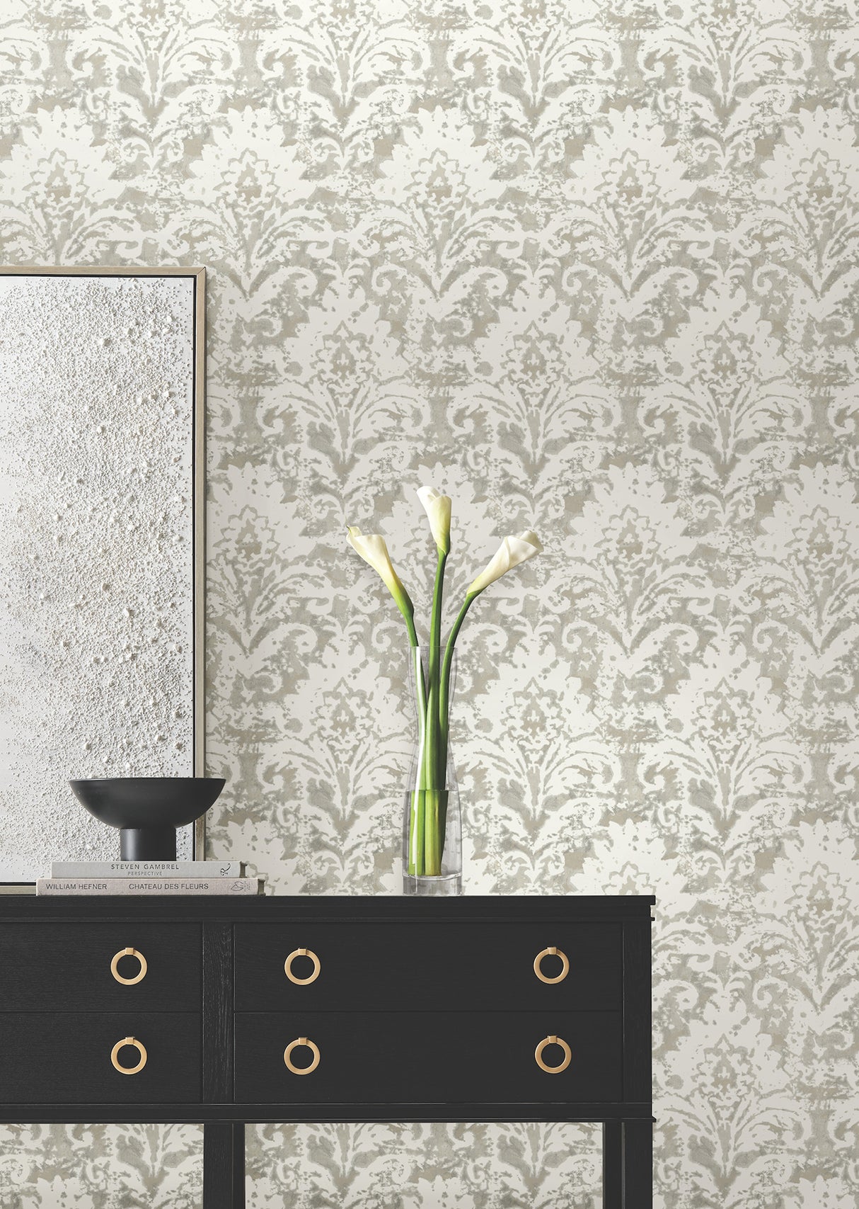 Velvet Crush Damask Soft Neutral & Pearl by Candice Olson Non Woven Wallpaper – York Designer Series DF3333