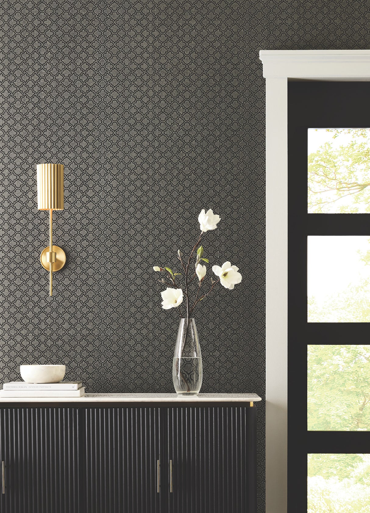 Uptown Glam Black & Gold by Candice Olson Glass Bead Glam Wallpaper – York Designer Series DF3336