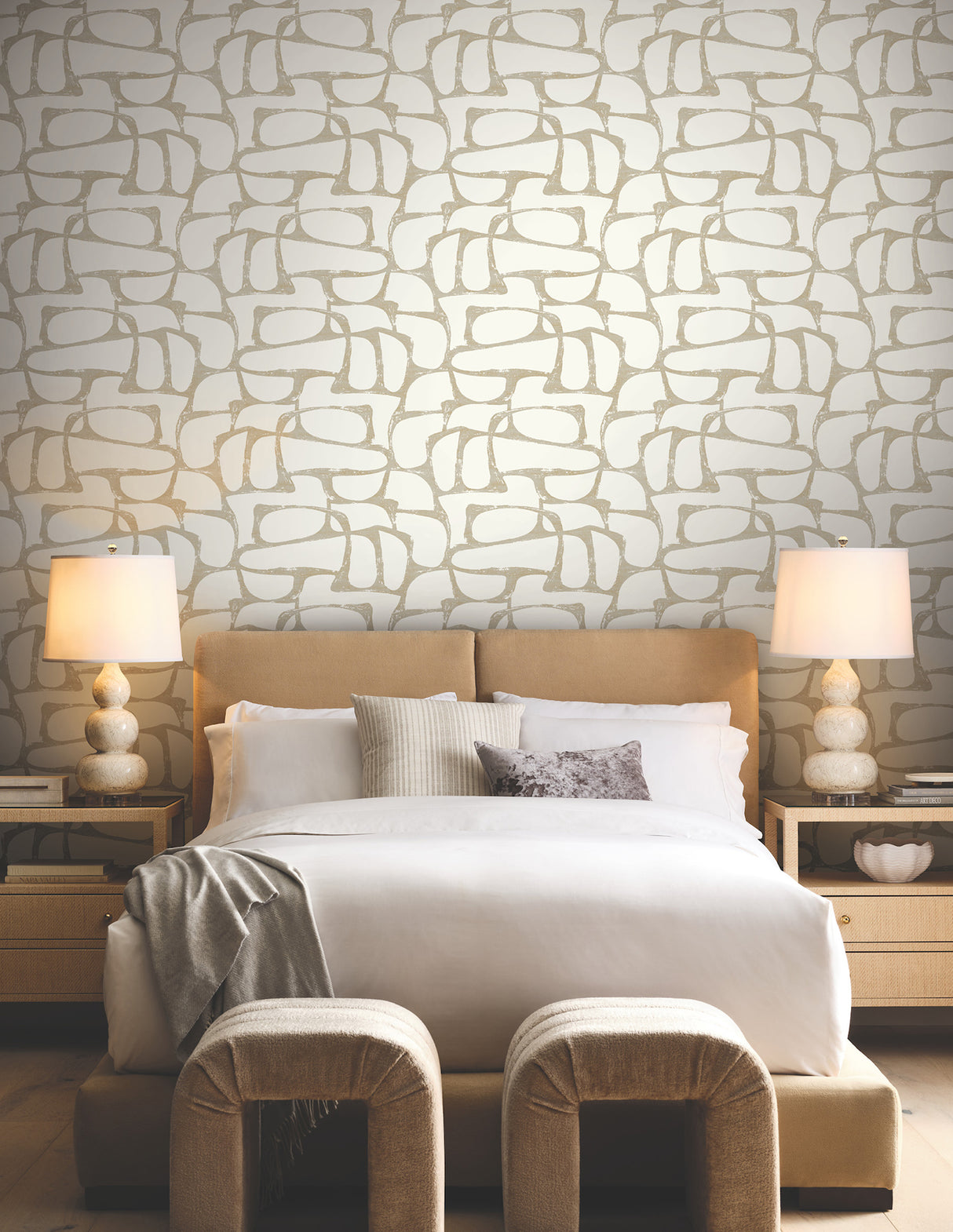 Craftsman Geometric White & Gold by Candice Olson Geometric Wallpaper – York Designer Series DF3351