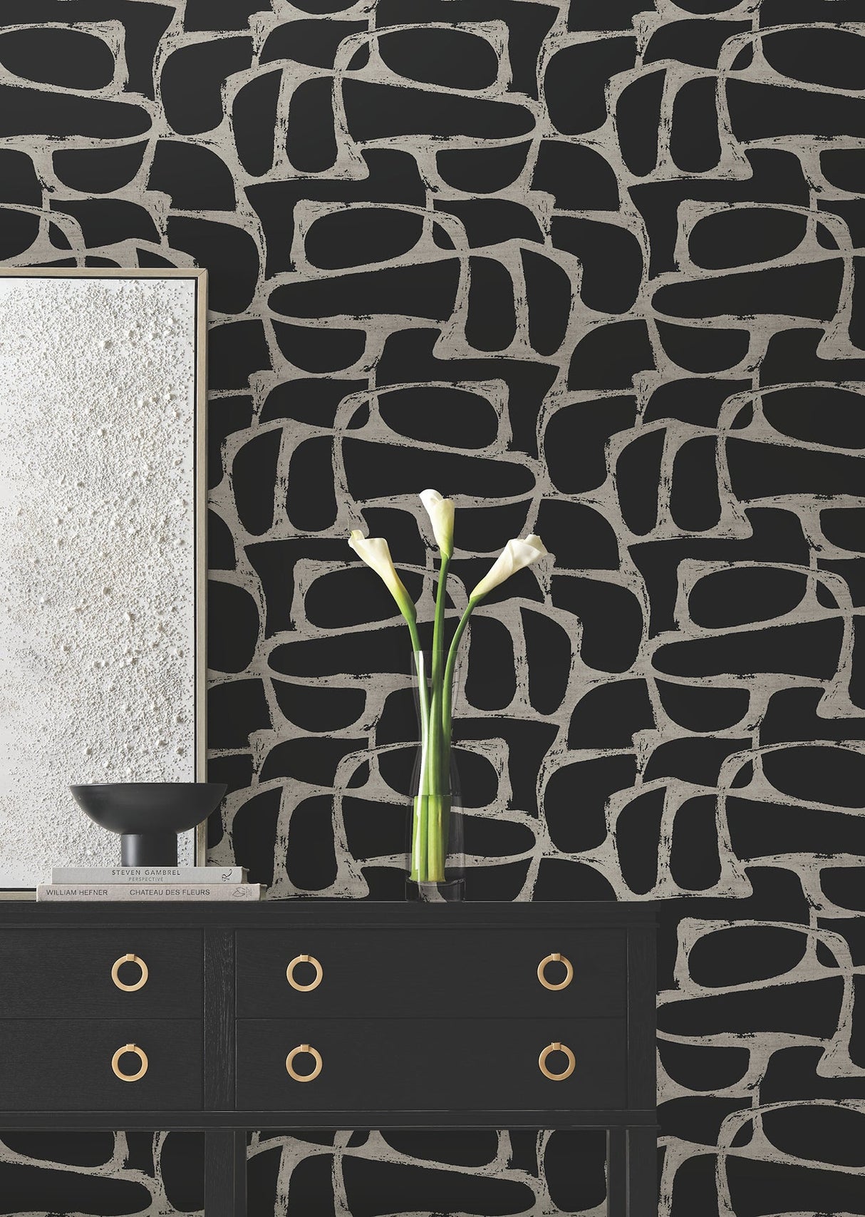 Craftsman Geometric Black by Candice Olson Wallpaper- York Designer Series DF3352
