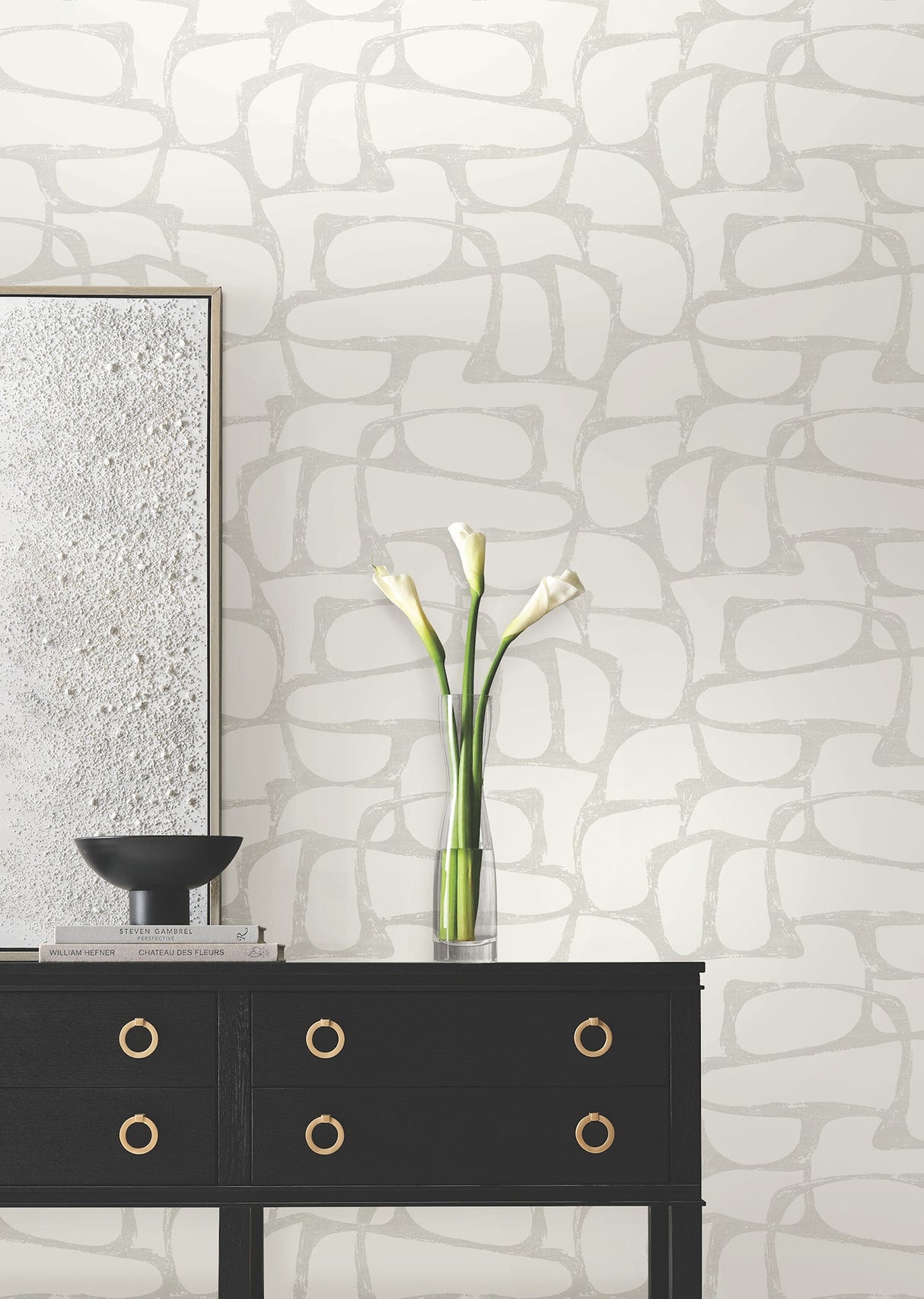 Craftsman Geometric White & Soft Grey by Candice Olson Decadence II Modern Geometric Wallpaper - Candice Olson DF3353