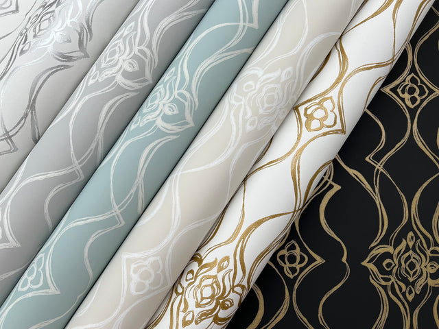 Pirouette White & Gold by Candice Olson Damask Wallpaper – York Designer Series DF3372