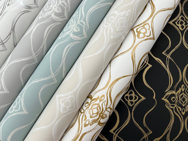 Pirouette White & Gold by Candice Olson Damask Wallpaper – York Designer Series DF3372