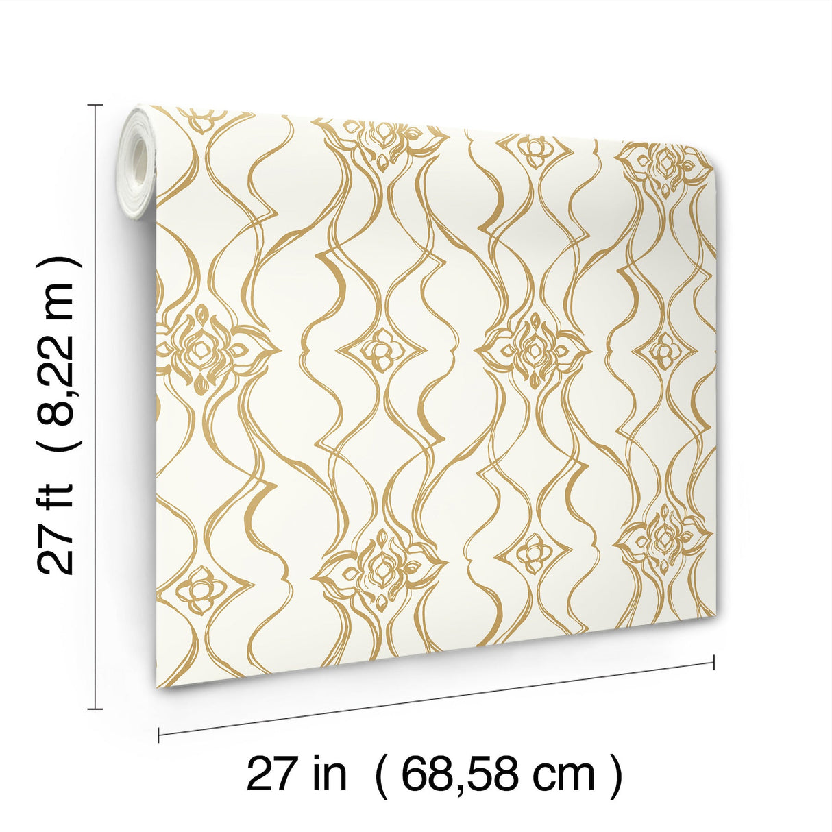 Pirouette White & Gold by Candice Olson Damask Wallpaper – York Designer Series DF3372